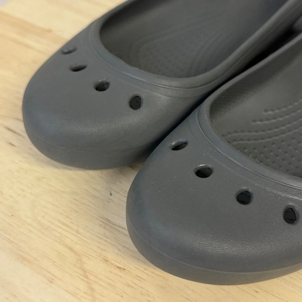 Crocs Kadee Flats Womens 9 Dark Gray Charcoal Ballet Slip On Comfort Shoes